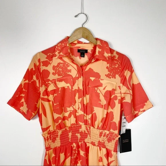 HALOGEN x ATLANTIC PACIFIC Cathy Floral Smocked Short Sleeve Utility Dress - Picture 3 of 6